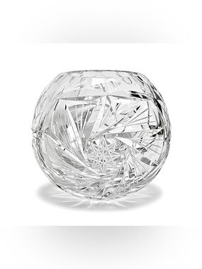 Vintage Cut Crystal Rose Bowl Starburst Pinwheel Heavy Brilliant Centerpiece 4”
